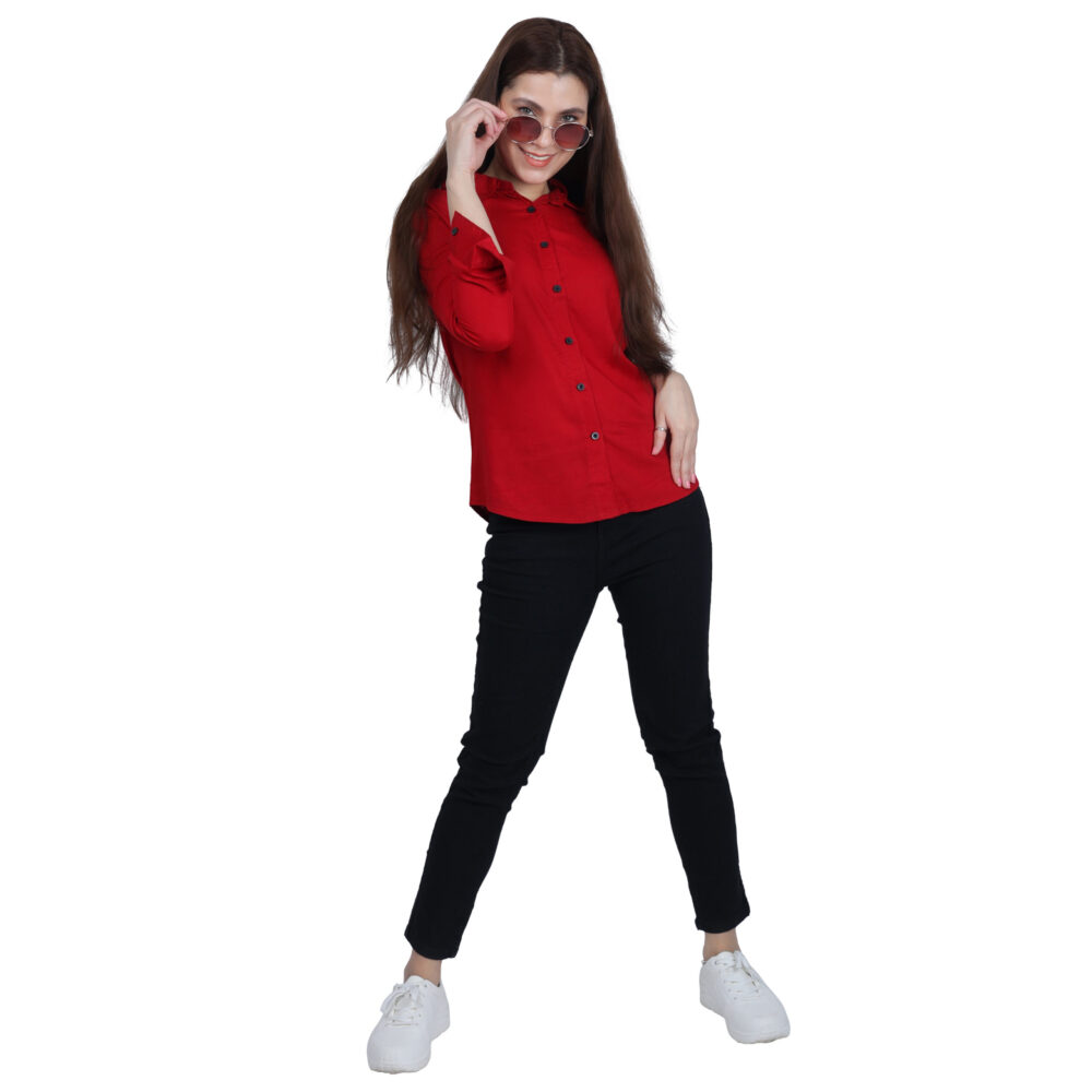 Girls Red Cotton Shirt