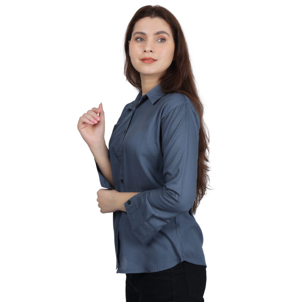 Girls Grey Cotton Shirt