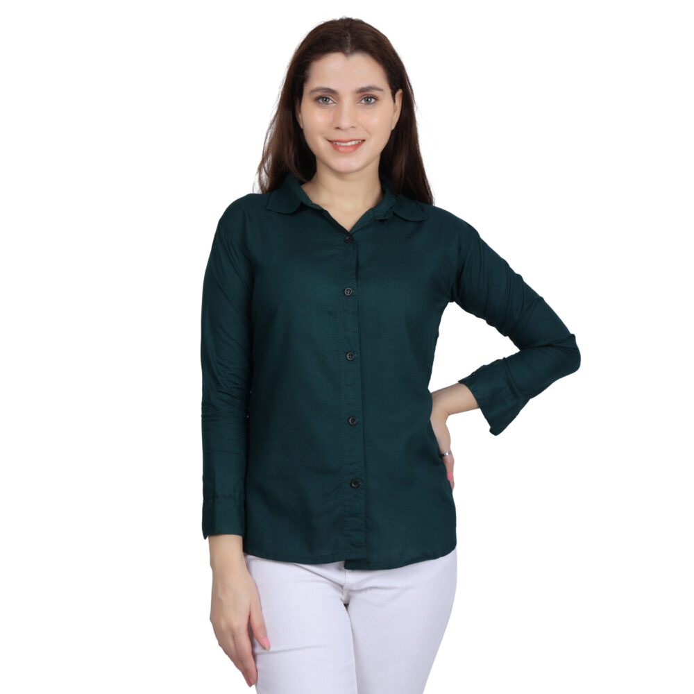 Girls Green Cotton Shirt