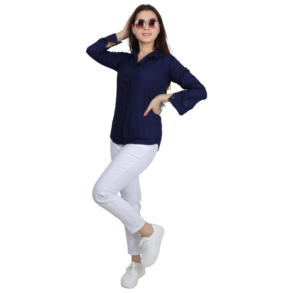 Girls Blue Cotton Shirt