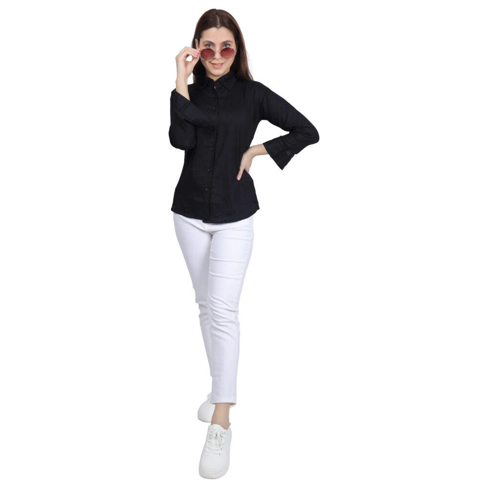 Girls Black Cotton Shirt