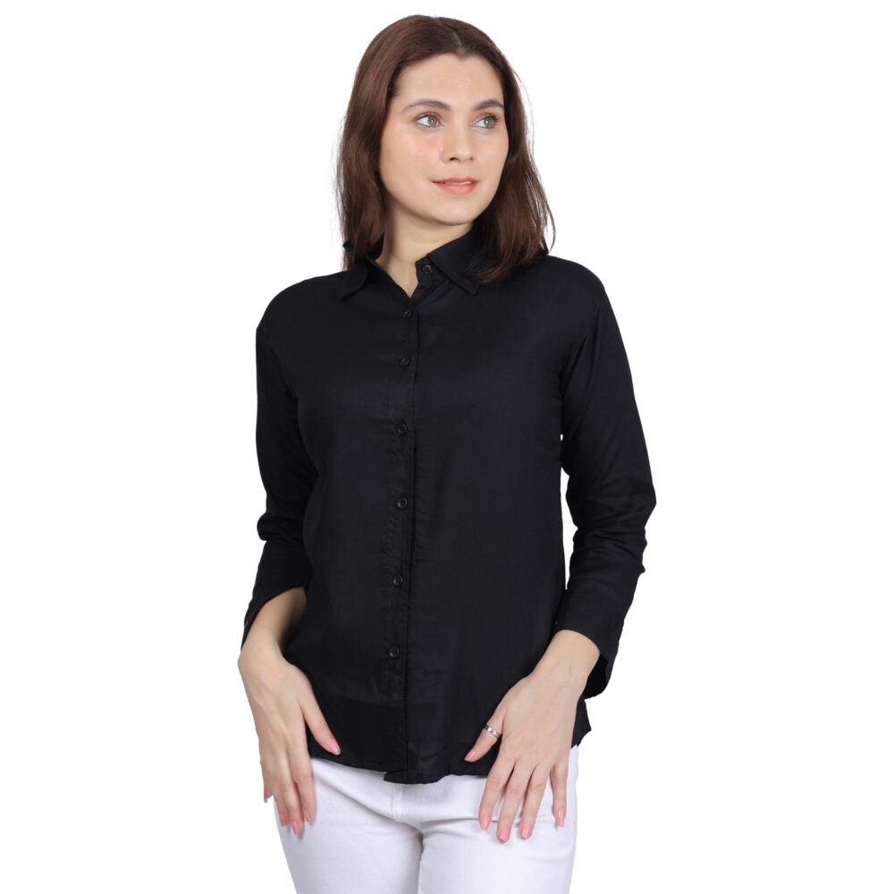 Girls Black Cotton Shirt - Image 3
