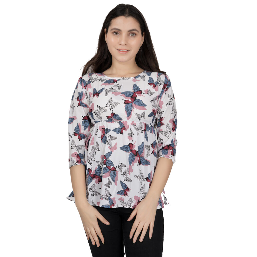 White Printed Top